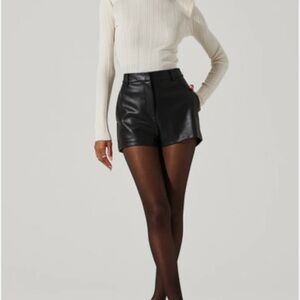Astr Black Leather Shorts
